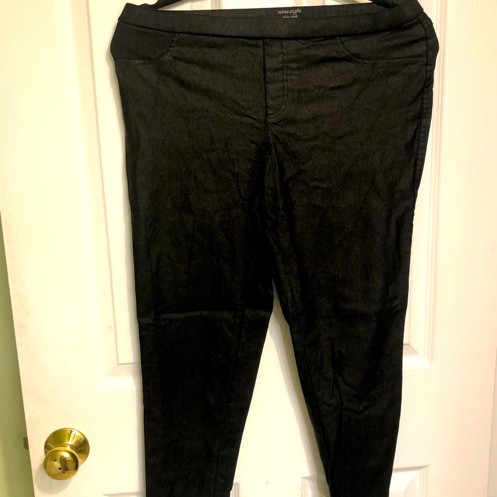 Leather look Black  leggings Petite Medium